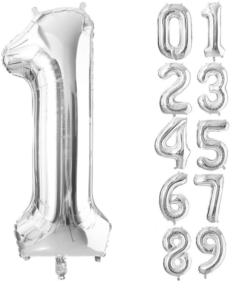 SILVER XL (86cm) Foil Number Balloons - Not filled image 0